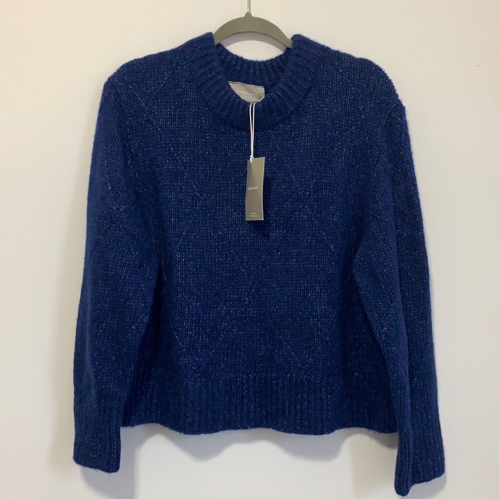 Everlane Dark Blue Diamond Stitch Cloud Crew